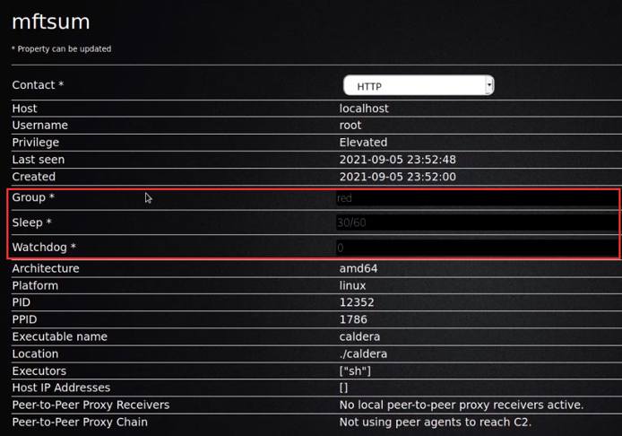 Caldera per-agent settings form Caldera per-agent settings form